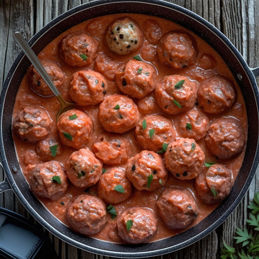 Beef Meatballs in Creamy Tomato Sauce